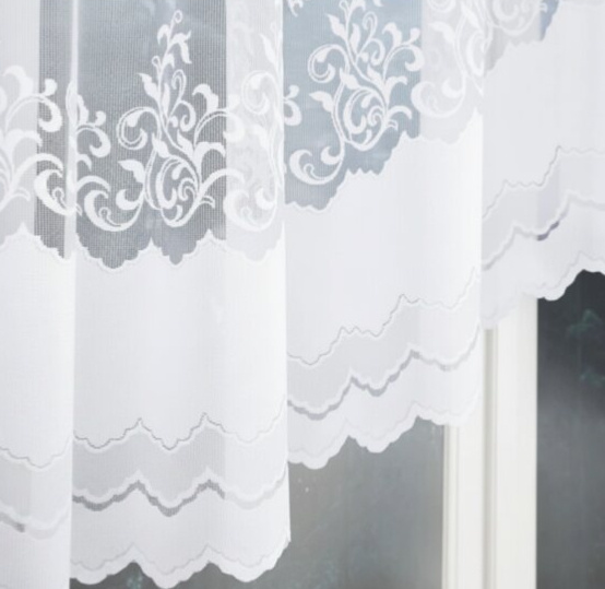 Dekorační krátká vzorovaná záclona na žabky GENOWEFA 120 bílá 300x120 cm MyBestHome