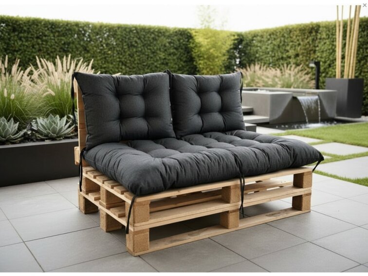 Paletové prošívané sezení MATTEO SET - sedák 120x80 cm, 2x opěrka 60x40 cm, černá color 01, Mybesthome