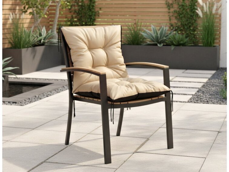 Zahradní prošívaný podsedák na židli s opěrkou OSCAR 50x50x50 cm color 17 světle béžová Mybesthome