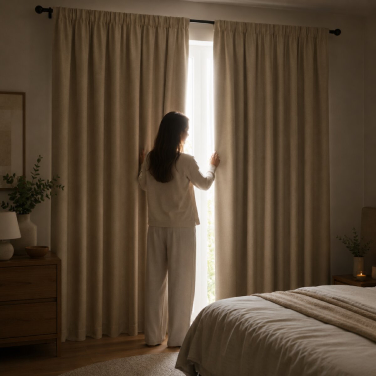 100% zatemňující závěs 140×250 cm SUPER BLACKOUT béžový 005 s řasící páskou