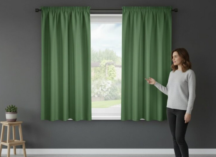 Dekorační krátký závěs s řasící páskou SAMARA zelená 140x175 cm (cena za 1 kus) MyBestHome