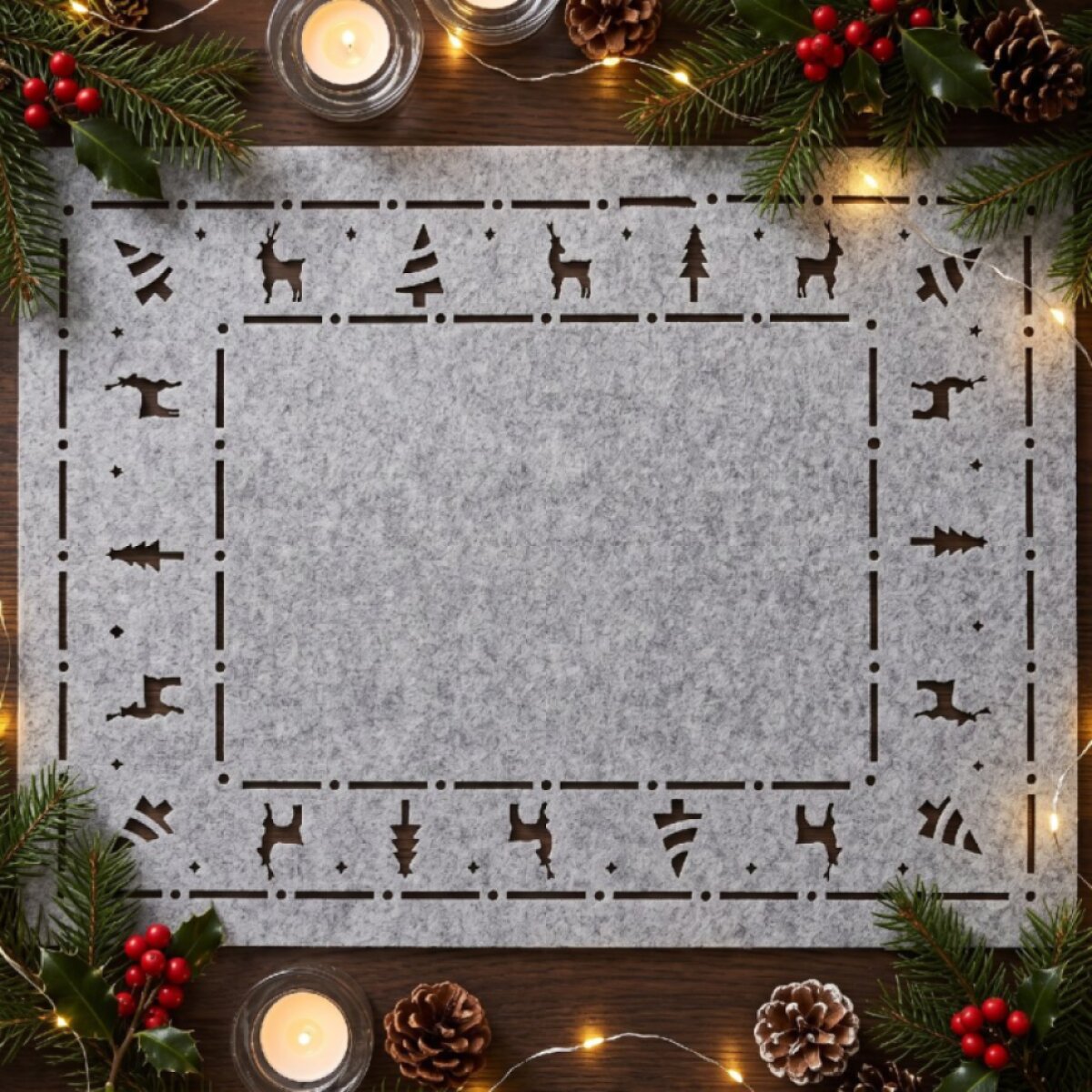 Vánoční filcové prostírání NATALE II. šedá 30x40 cm