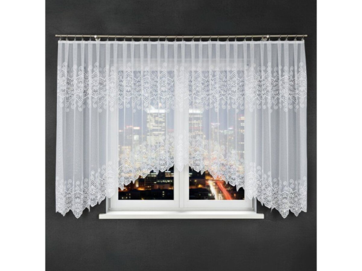 Dekorační krátká vzorovaná záclona na žabky CELINA 160 bílá 500x160 cm MyBestHome