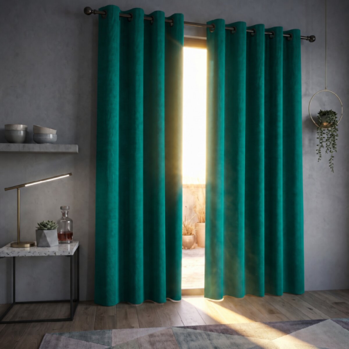 Termoizolační blackout závěs POLAIRE tyrkysová 140×260 cm na kroužky