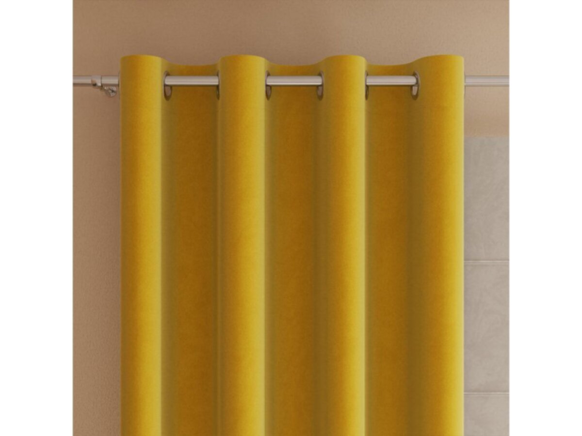 Dekorační velvet závěs s kroužky VALENTINO 009 žlutá 140x250 cm (cena za 1 kus) MyBestHome