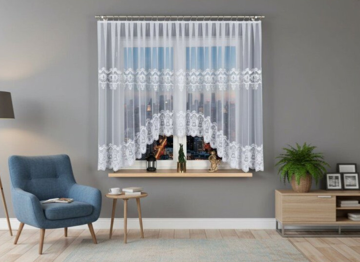 Dekorační krátká vzorovaná záclona na žabky DARIA 160 bílá 500x160 cm MyBestHome