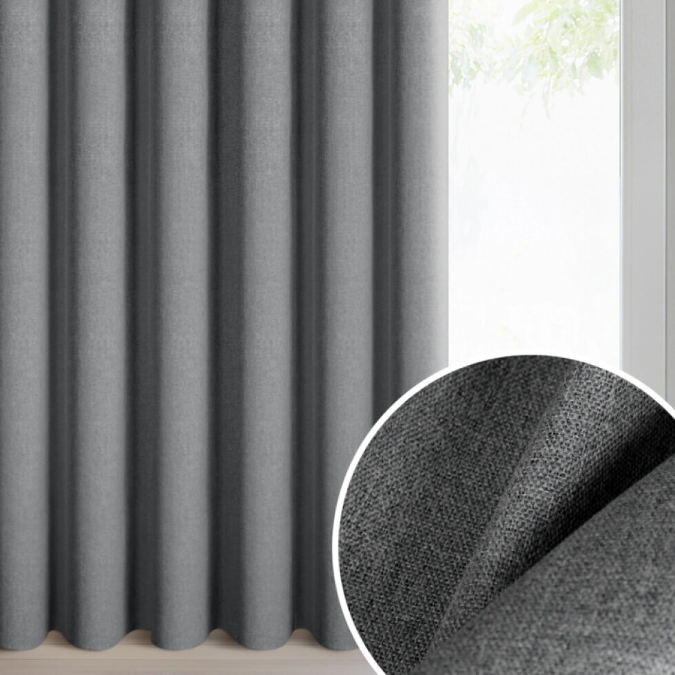 100% zatemňující závěs URSULLA antracitový s řasící páskou 140×270 cm