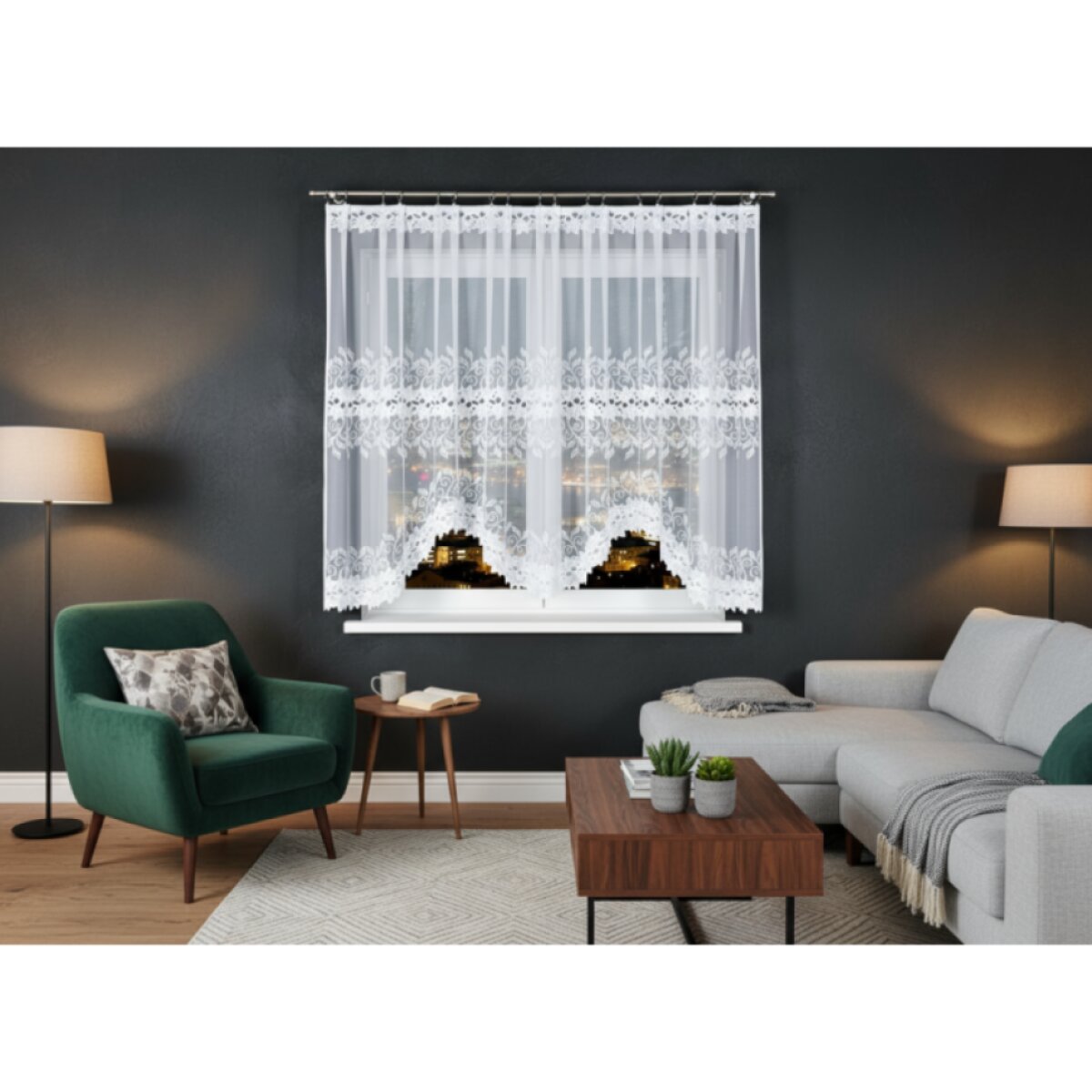 Dekorační oblouková krátká záclona na žabky BASTIA 150 bílá 300x150 cm MyBestHome