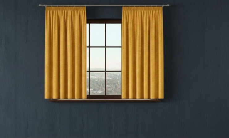 Dekorační krátký závěs s řasící páskou VALMI 140x160 cm color 019 mustard/hořčicová (cena za 1 kus) MyBestHome