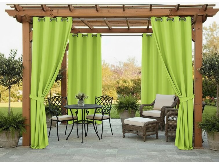 Venkovní zahradní závěs s kroužky MONTANA color 19 limonka, různé rozměry MyBestHome