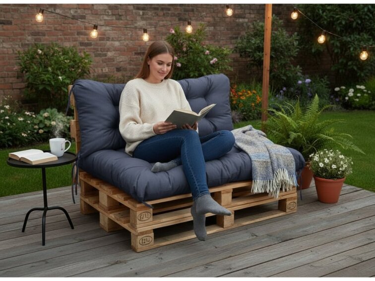 Paletové prošívané sezení PIETRO SET - sedák 120x80 cm, opěrka 120x40 cm, color 04 modrá, Mybesthome