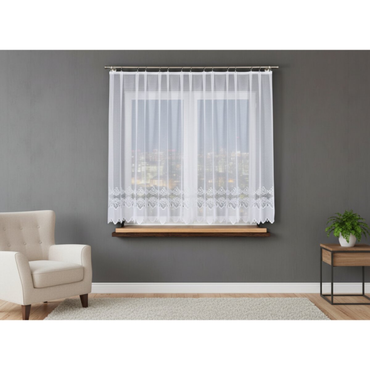 Dekorační krátká vzorovaná záclona na žabky MODESTA LINE 300x160 cm MyBestHome