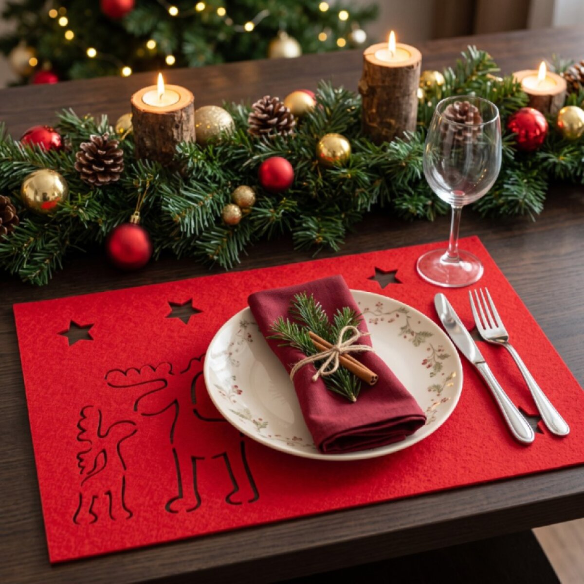 Vánoční filcové prostírání NATALE IV. červená 30x40 cm