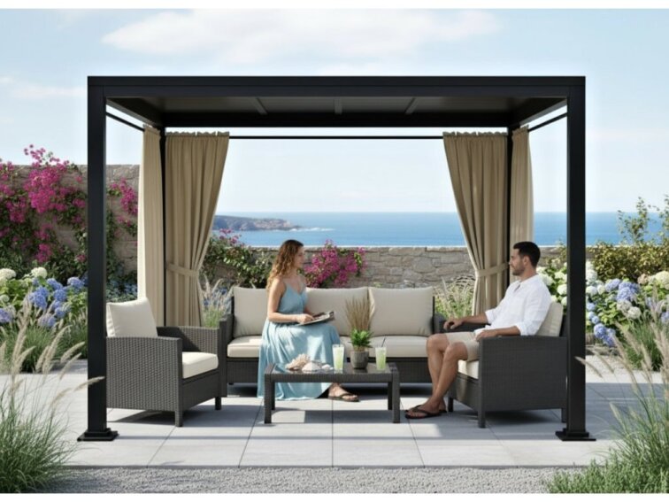 Venkovní zahradní závěs s tunýlkem BOGOTA světle béžová 03 různé rozměry MyBestHome