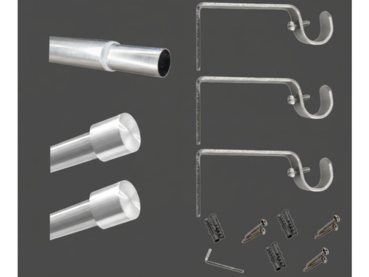 Kovová teleskopická garnýž VINCENZO stříbrná matná 200-350 cm Ø 16/19 mm jednořadá Mybesthome