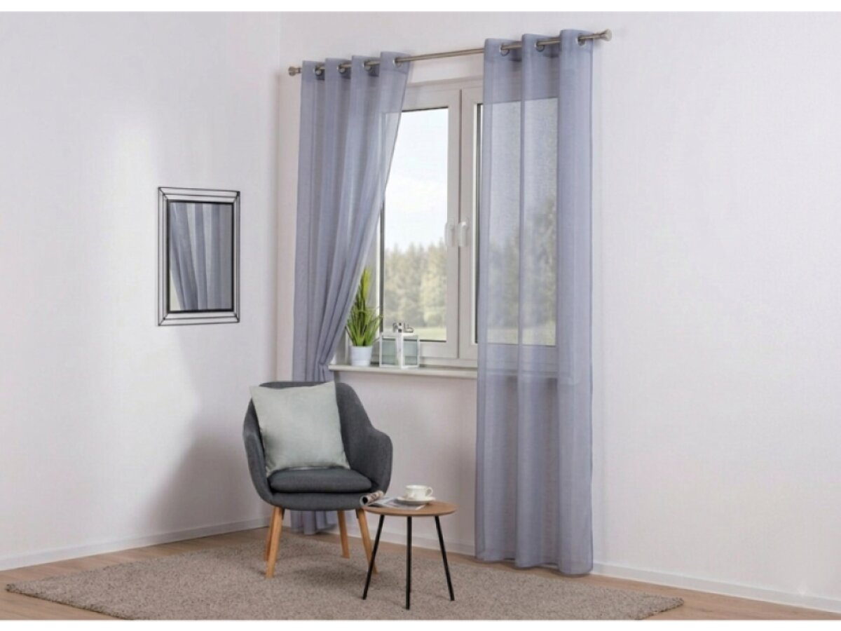 Dekorační dlouhá záclona s kroužky SOFIA šedá 140x260 cm (cena za 1 kus) MyBestHome