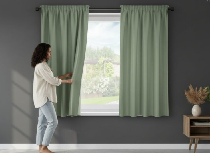 Dekorační krátký závěs s řasící páskou SAMARA olivová 140x175 cm (cena za 1 kus) MyBestHome