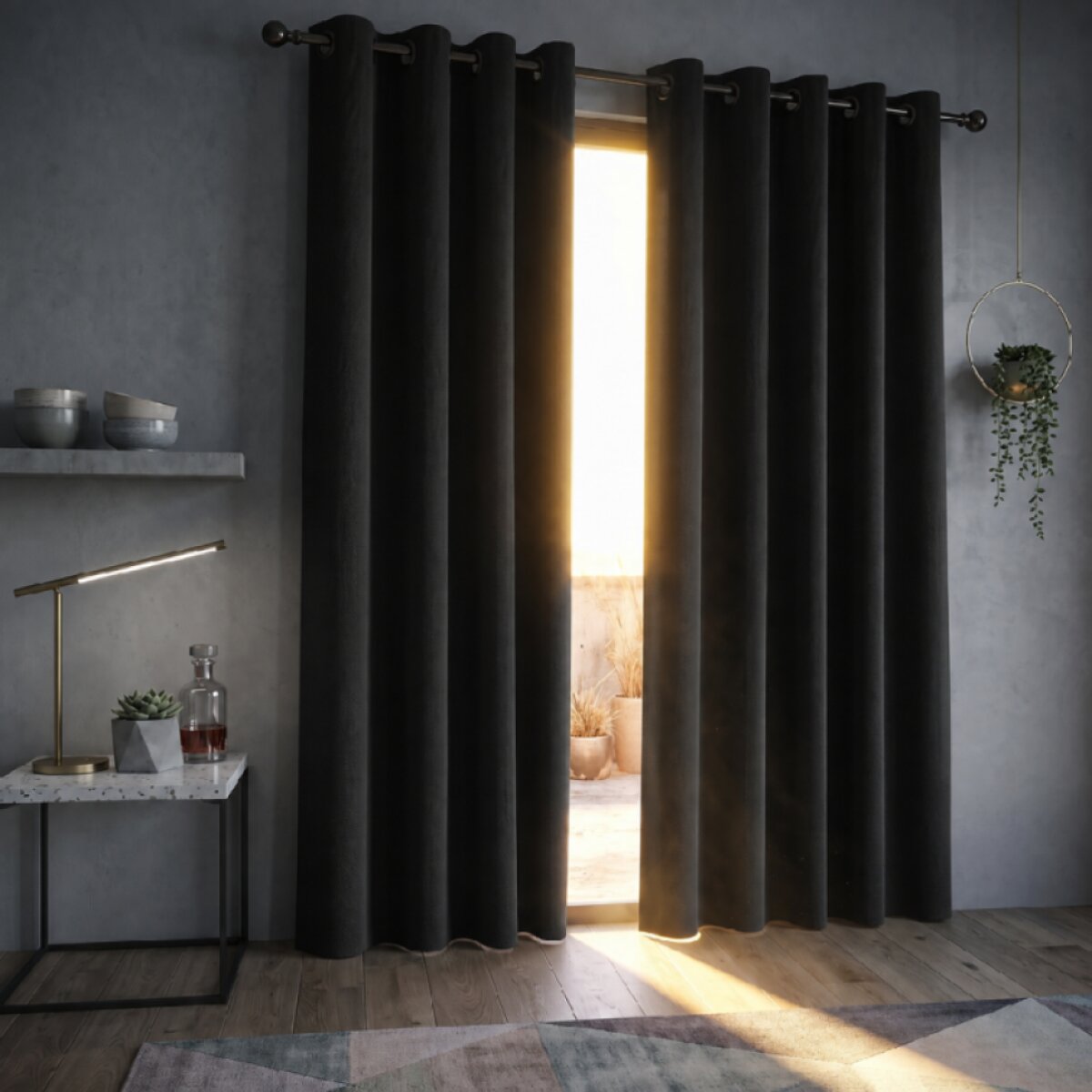 Termoizolační blackout závěs POLAIRE černý 140×260 cm na kroužky