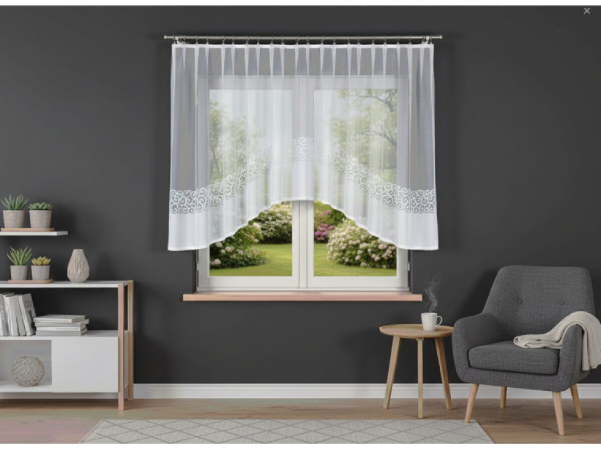 Dekorační oblouková krátká záclona na žabky DANIELA 130 bílá 300x130 cm MyBestHome
