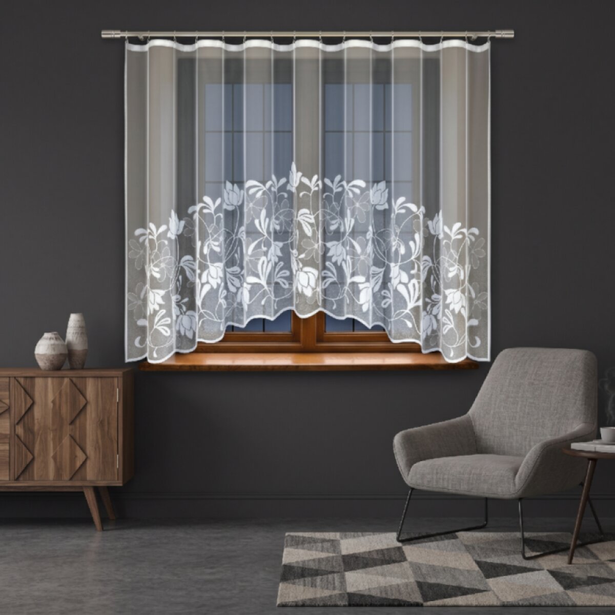 Dekorační žakárová záclona s řasící páskou RIAN 180 bílá 300x180 cm MyBestHome
