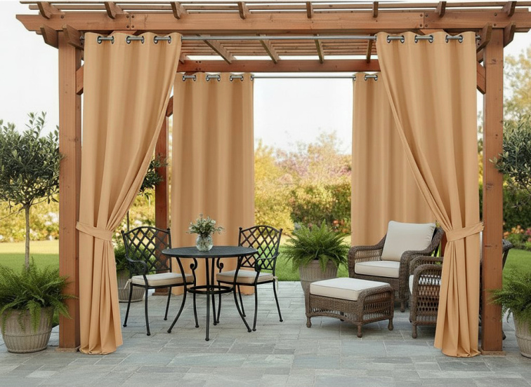 Venkovní zahradní závěs s kroužky MONTANA color 37 latté, různé rozměry MyBestHome