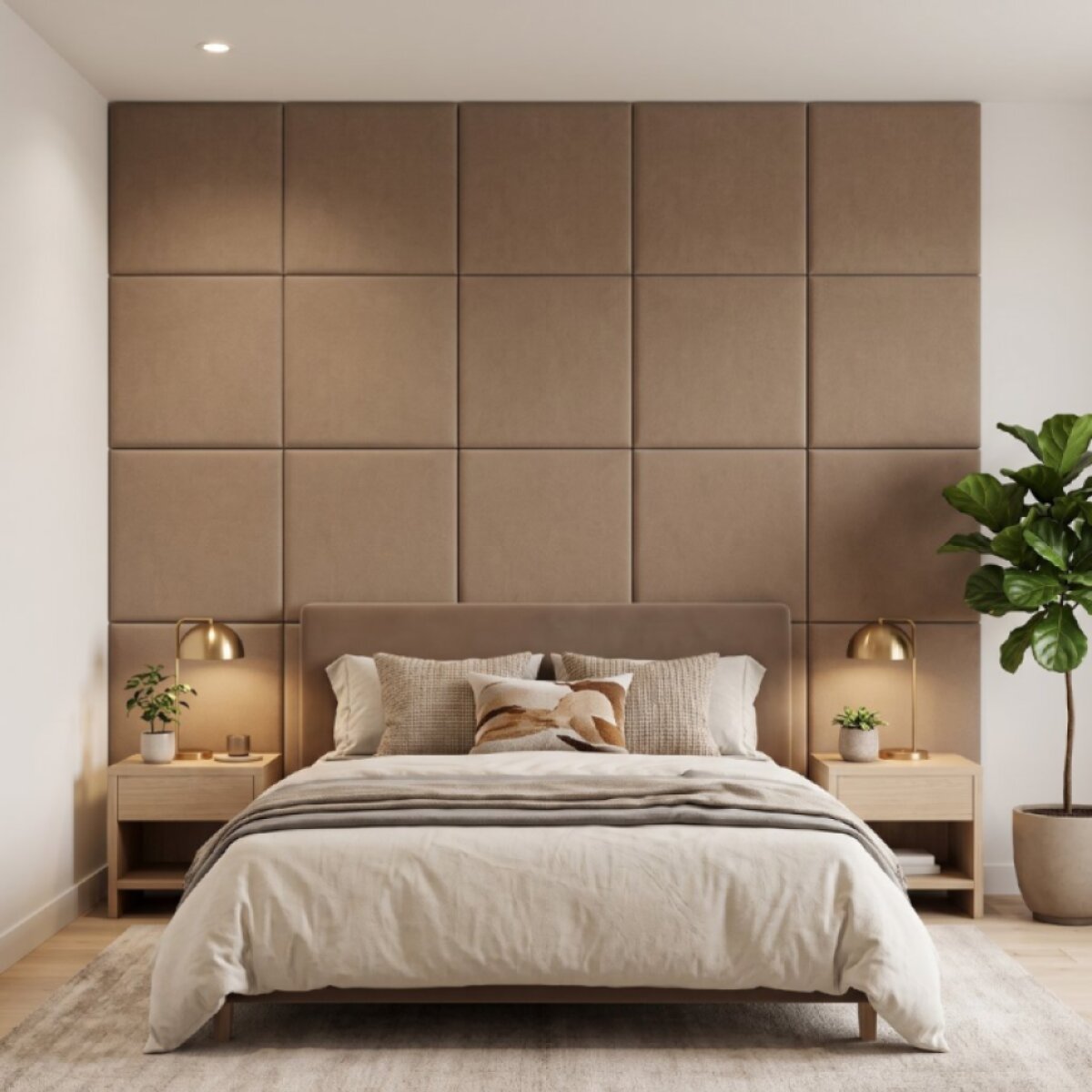 Čalouněný nástěnný panel různé rozměry béžová čtverec MyBestHome