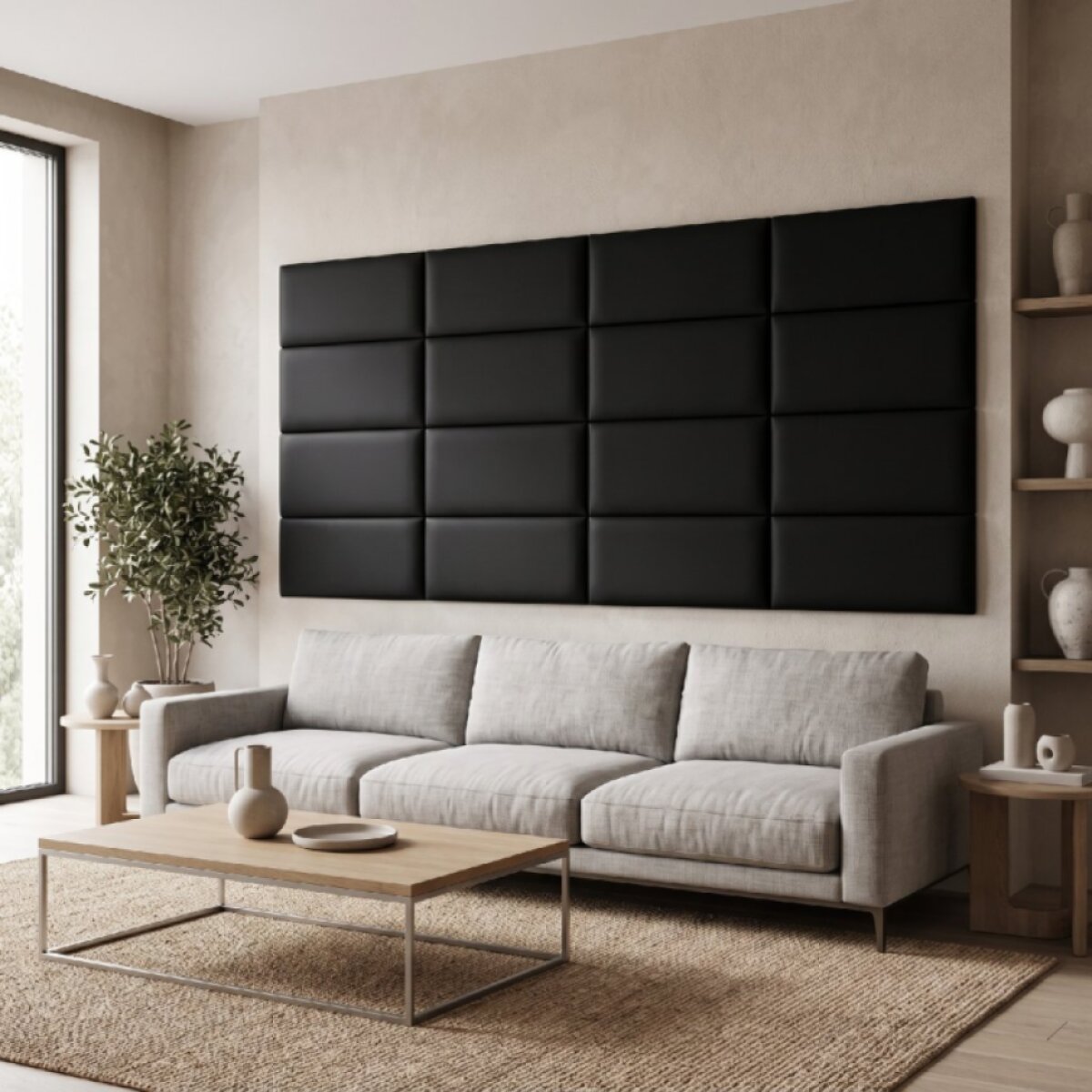 Čalouněný nástěnný panel různé rozměry x šířka 30 cm černá obdélník MyBestHome