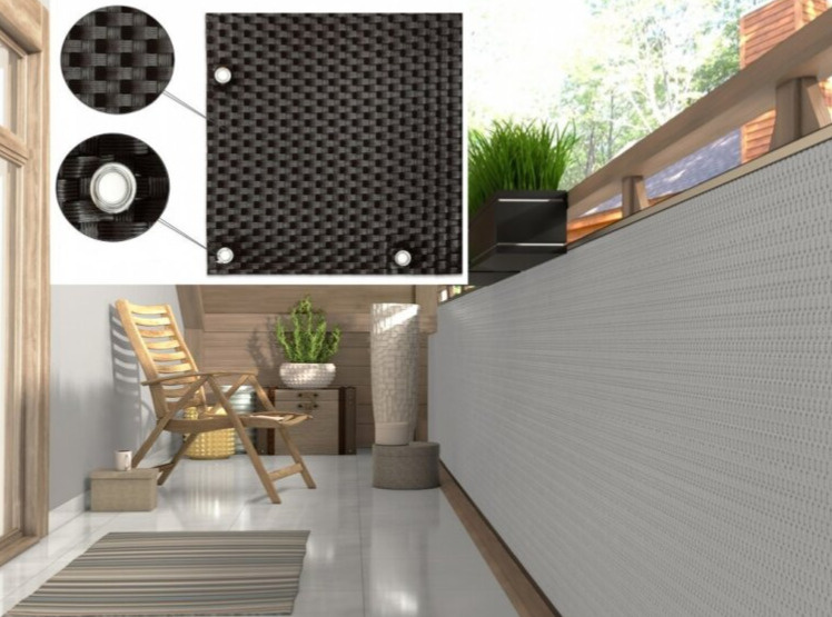 Balkonová ratanová zástěna s očky MALMO výška 90 cm, 100 cm, 110 cm - cena za 1 běžný metr tmavě hnědá MyBestHome