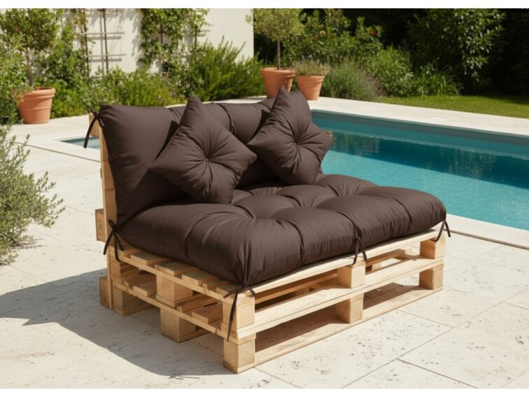 Polstr CARLOS color 27 tmavě hnědá, sedák 120x80 cm, opěrka 120x40 cm, paletové prošívané sezení Mybesthome