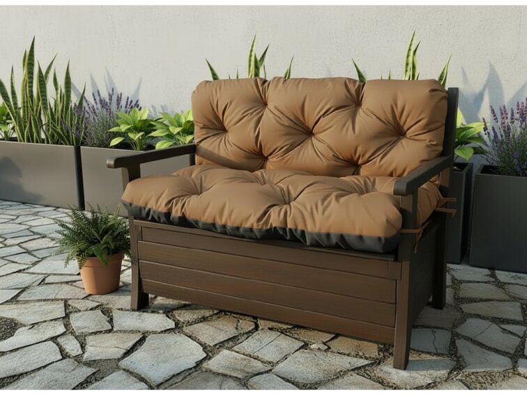 Prošívané sezení JONAS color 44 CAPPUCCINO různé rozměry, polstr na zahradní lavici - sedák s opěrkou, Mybesthome