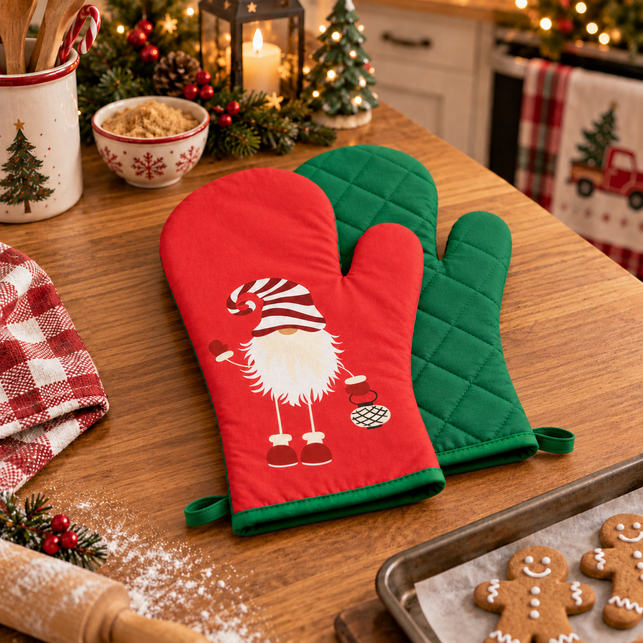 Vánoční kuchyňské rukavice FESTIVE XMAS GNOM 18x30 cm – 2 ks