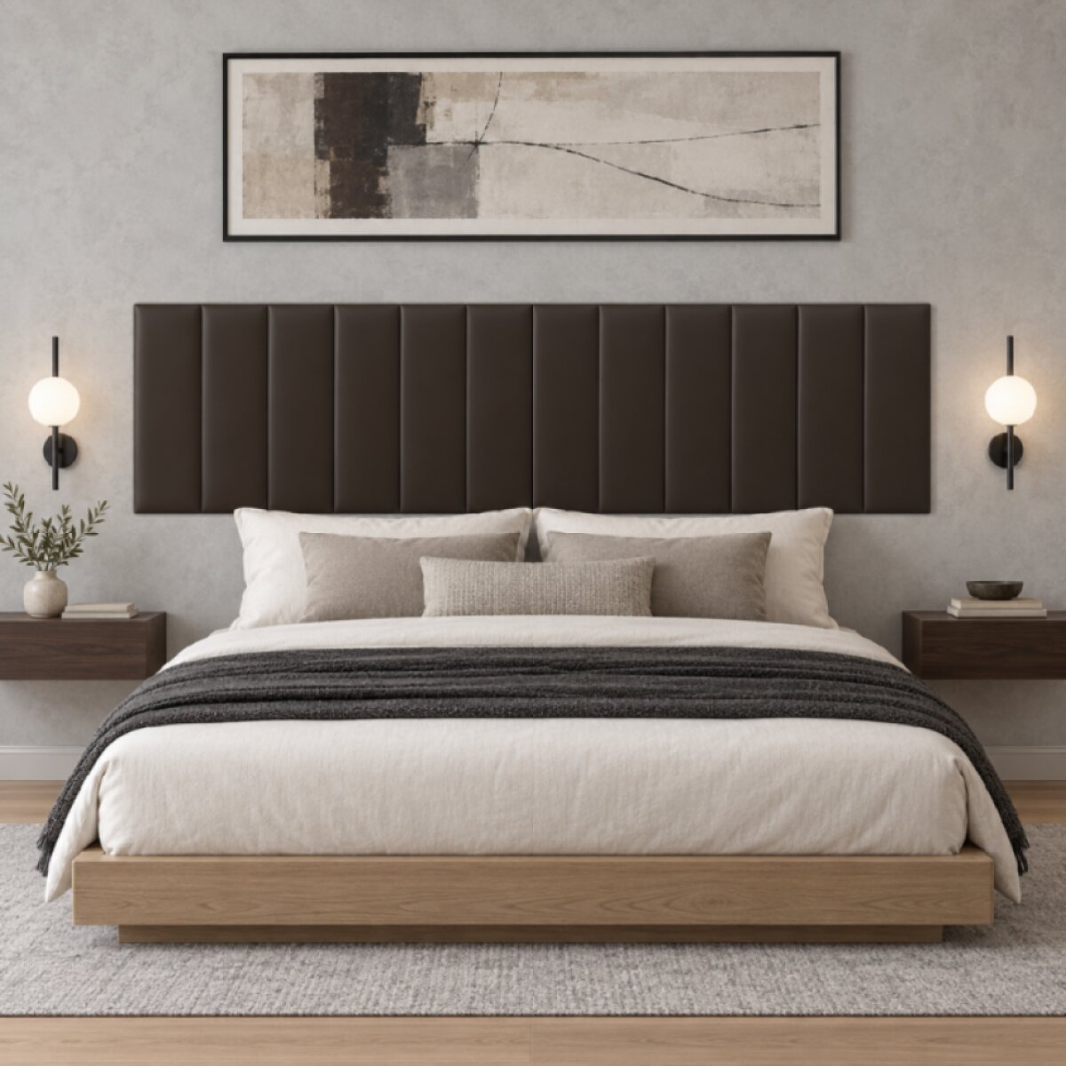 Čalouněný nástěnný panel s EKO KŮŽÍ různé rozměry x šířka 20 cm hnědá obdélník MyBestHome