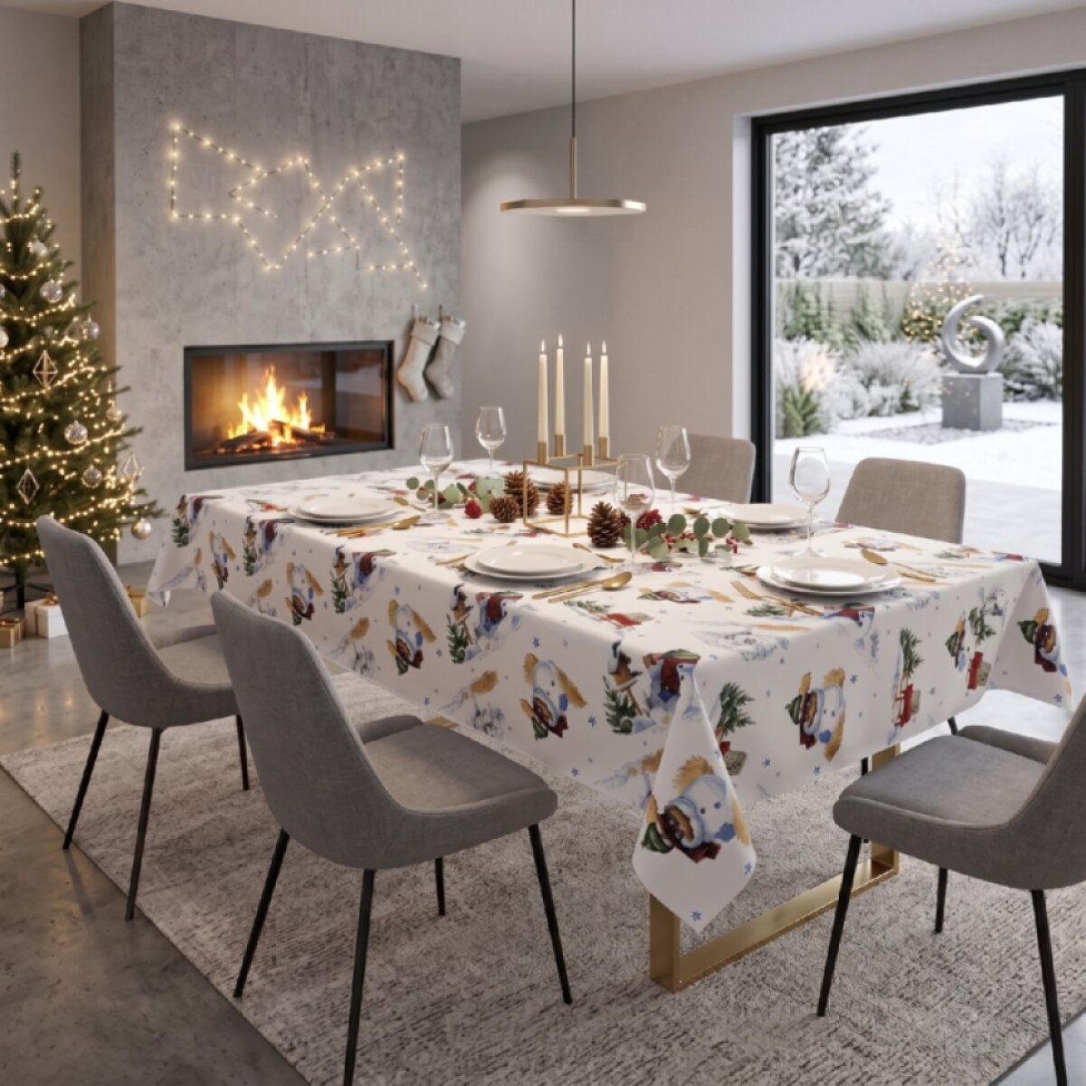 Vánoční ubrus na stůl NATALE SPLASH IV. 140x230 cm