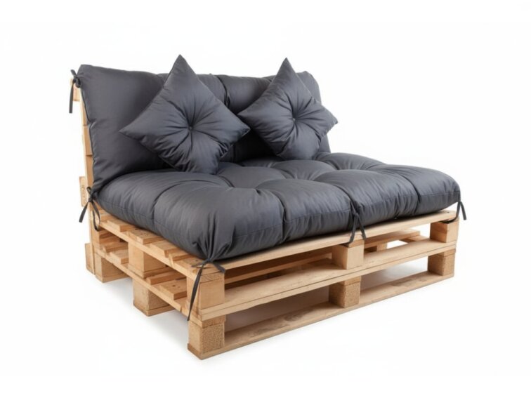 Polstr CARLOS color 02 antracit, sedák 120x80 cm, opěrka 120x40 cm, paletové prošívané sezení Mybesthome