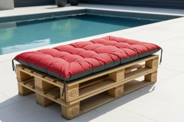 Prošívané sezení na paletu RICCO color 10 červená 120x80 cm polstr na paletu - sedák Mybesthome