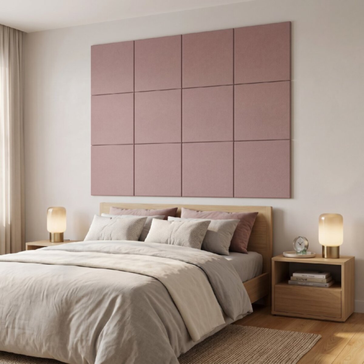 Čalouněný nástěnný panel různé rozměry růžová čtverec MyBestHome
