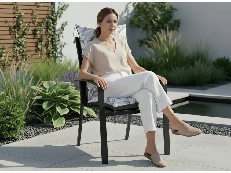 Zahradní prošívaný podsedák na židli s opěrkou 50x50x80 cm CALLUM vzor 136 Mybesthome