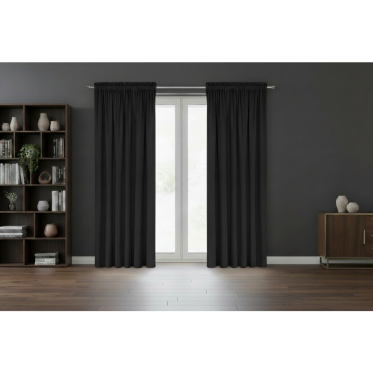 Dekorační VELVET závěs s řasící páskou ESTER 140x270 cm černá (cena za 1 kus) MyBestHome