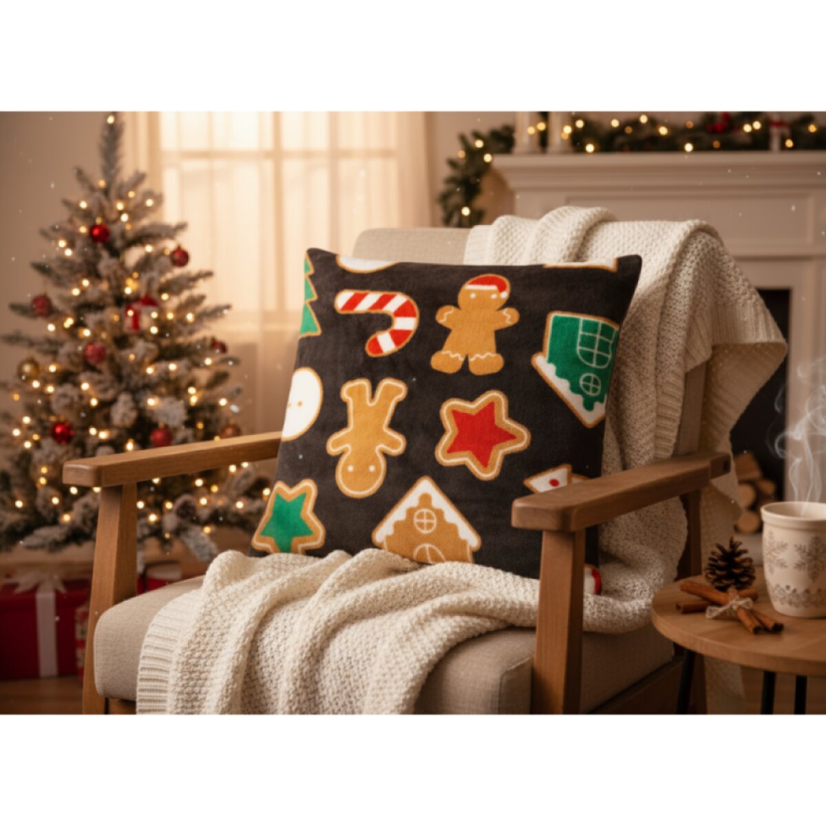 Vánoční povlak na polštář CHRISTMASSY černá 40x40 cm mikrovlákno