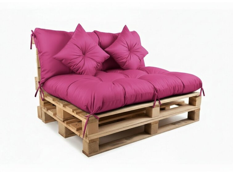 Polstr CARLOS color 36 tmavě růžová, sedák 120x80 cm, opěrka 120x40 cm, paletové prošívané sezení Mybesthome