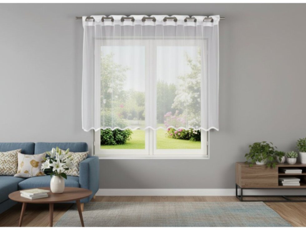 Dekorační krátká záclona s průvlekem na garnýž ELZA 140 bílá 250x140 cm MyBestHome