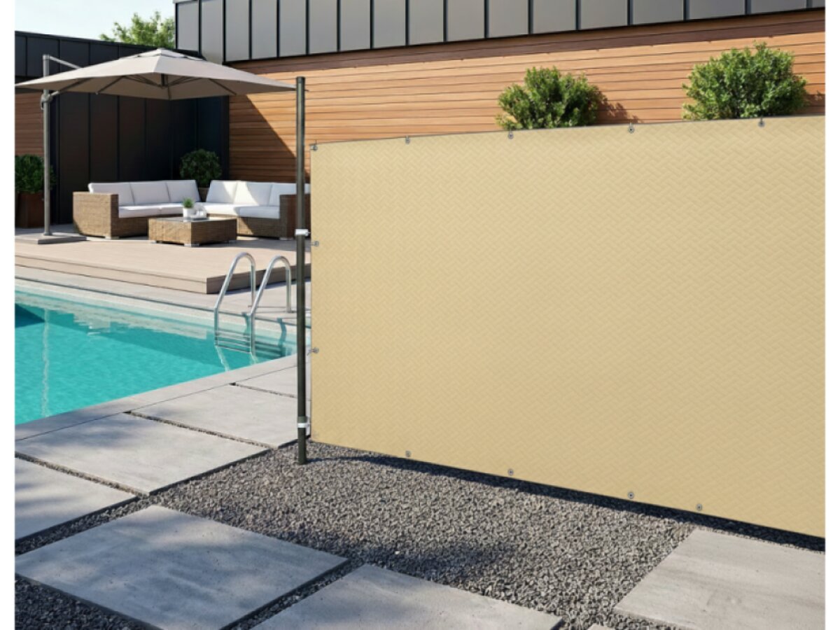 Stínící plotová zástěna 1,2x5 m PREMIUM, ratanový vzor béžová, 240g/m2 MyBestHome
