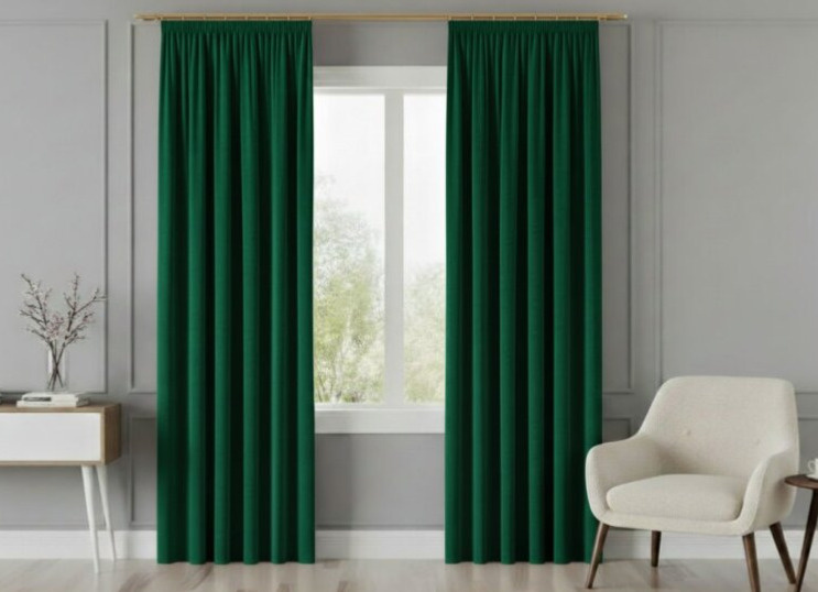 Dekorační závěs s řasící páskou VALMONT 140 cm x 250 nebo 260 cm color 010 zelená (cena za 1 kus) MyBestHome