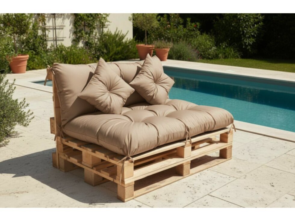 Polstr CARLOS Béžový Set na Paletový Nábytek 120x80 cm