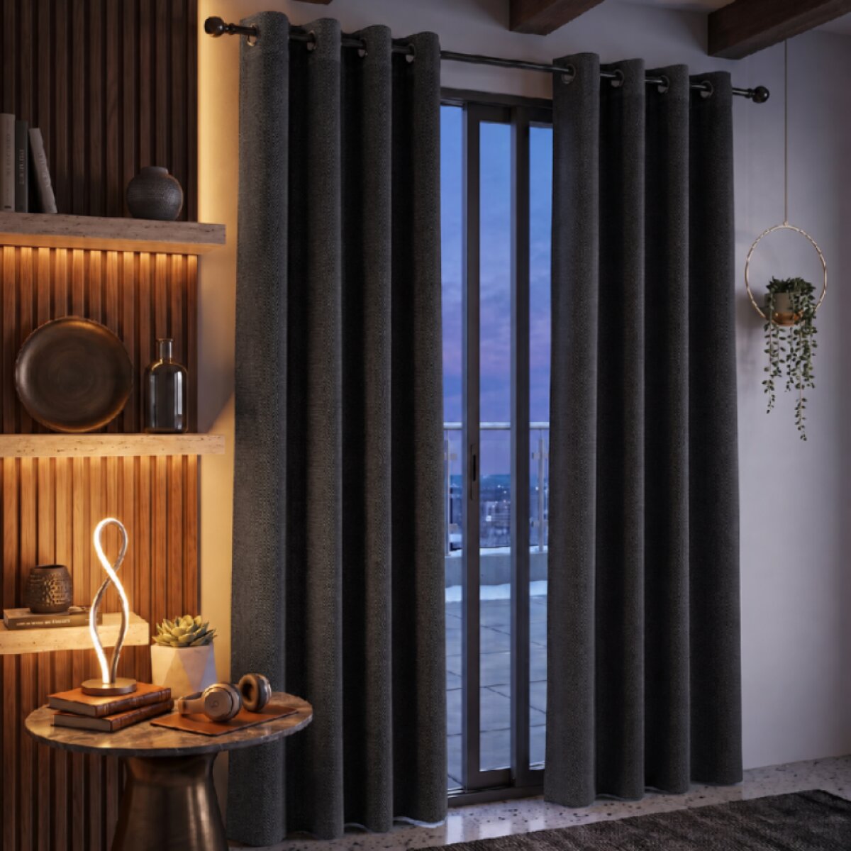 Termoizolační blackout závěs POLAIRE antracit 140×260 cm na kroužky