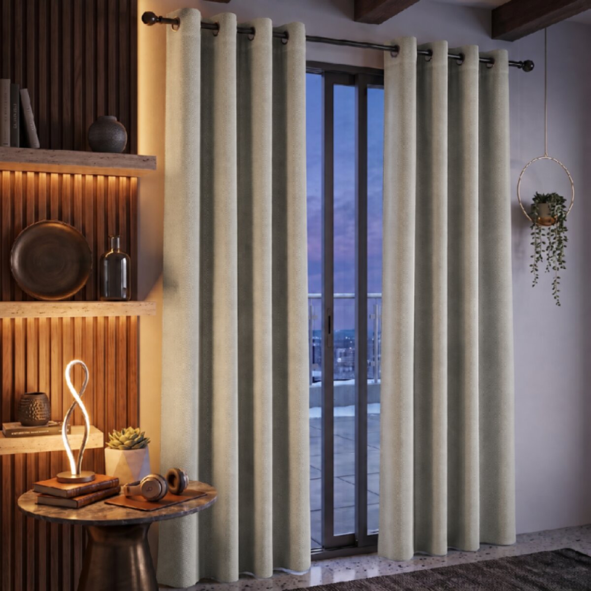 Termoizolační blackout závěs POLAIRE béžový 140×260 cm na kroužky