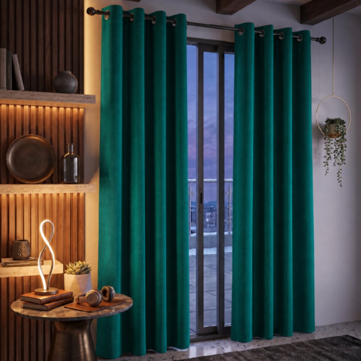 Termoizolační blackout závěs POLAIRE tyrkysová 140×260 cm na kroužky