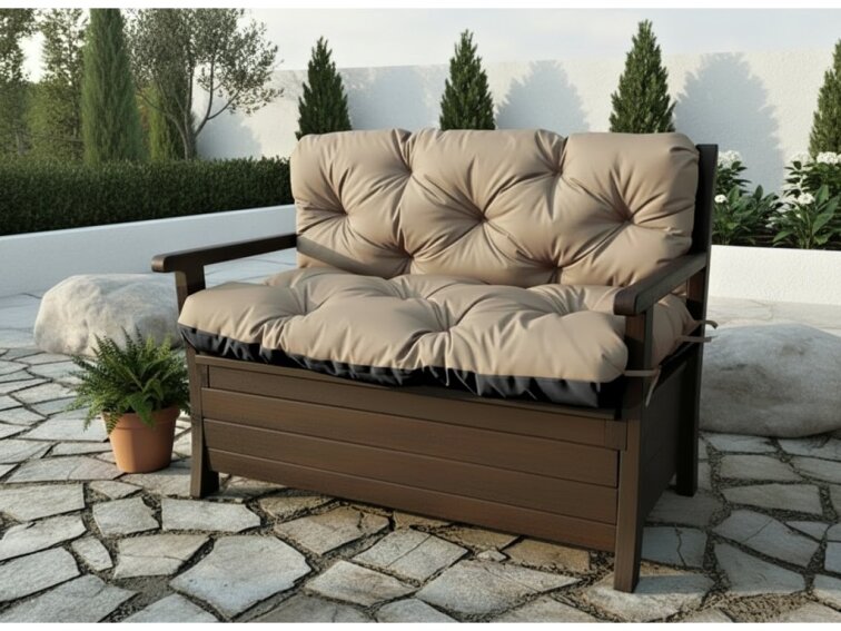 Prošívané sezení JONAS color 21 BÉŽOVÁ různé rozměry, polstr na zahradní lavici - sedák s opěrkou, Mybesthome