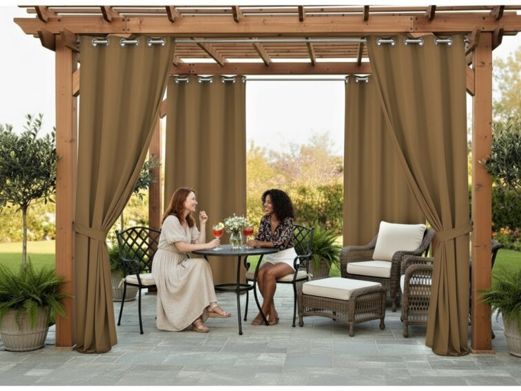 Venkovní zahradní závěs s kroužky MONTANA color 44 cappuccino, různé rozměry MyBestHome