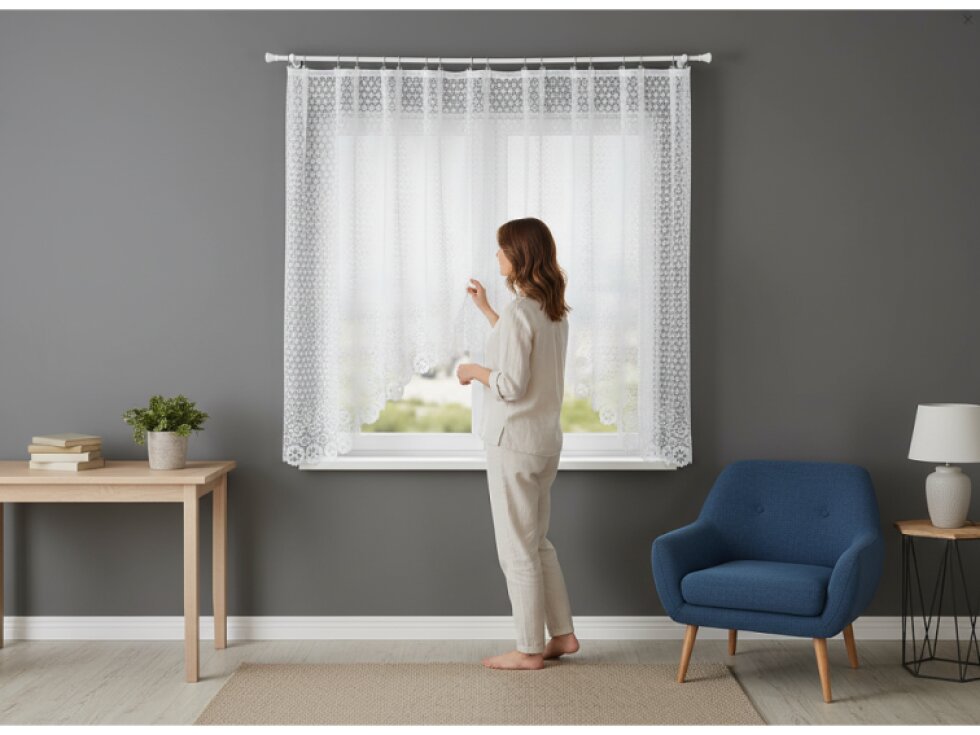 Dekorační oblouková krátká záclona na žabky FAUSTYNA 160 bílá 300x160 cm MyBestHome